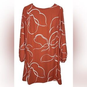 a new day Mauve Floral Shift Dress with Balloon Sleeves Size XXL